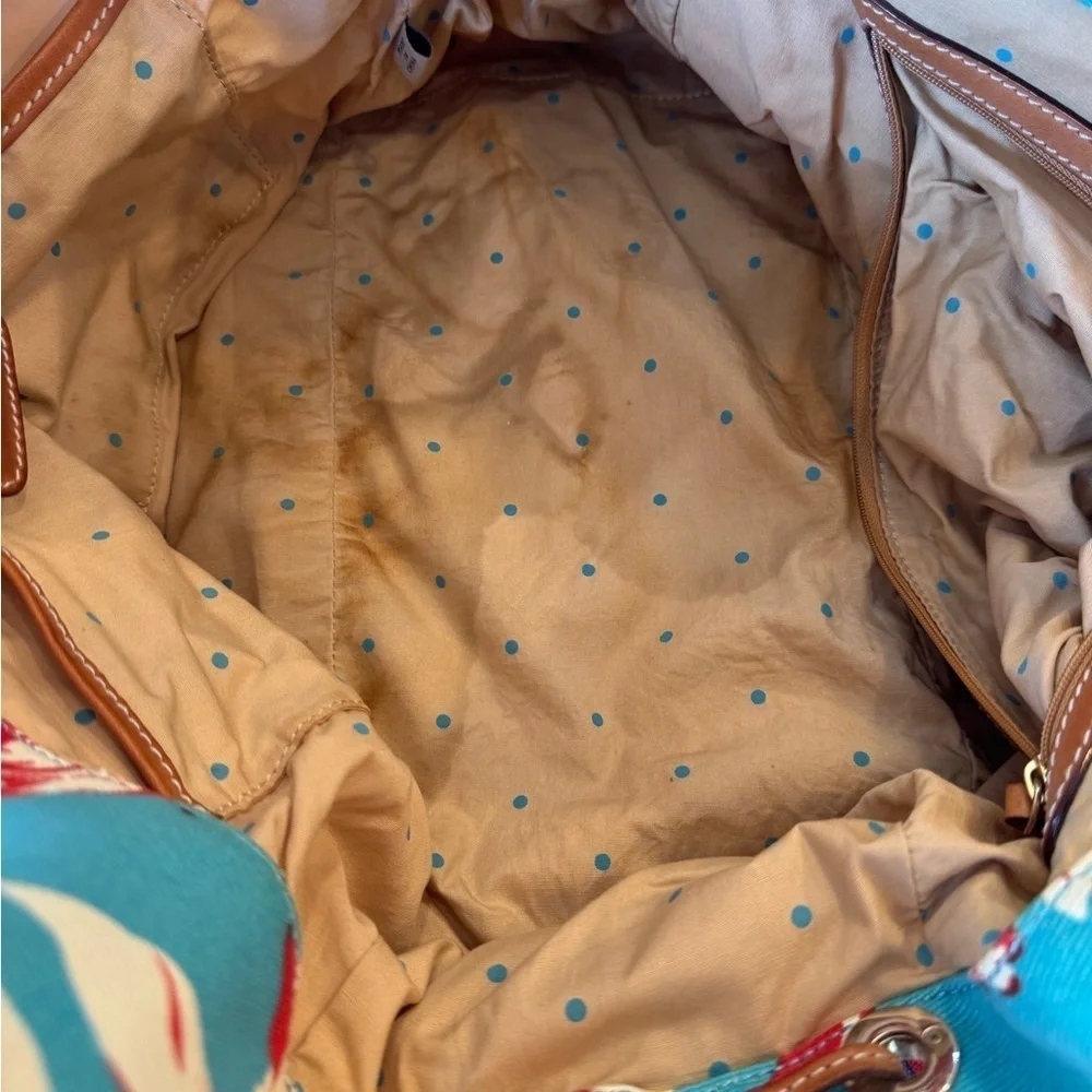 Vintage Kate Spade Floral Canvas Leather Tote Lined